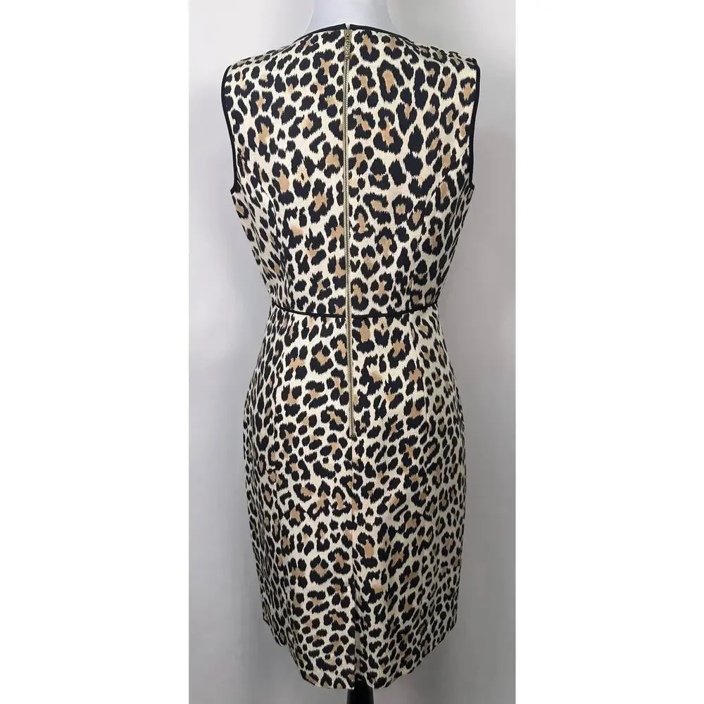 Kate Spade New York Leopard Print Sleeveless Sheath Dress Size 6 Silk Blend - Picture 3 of 11